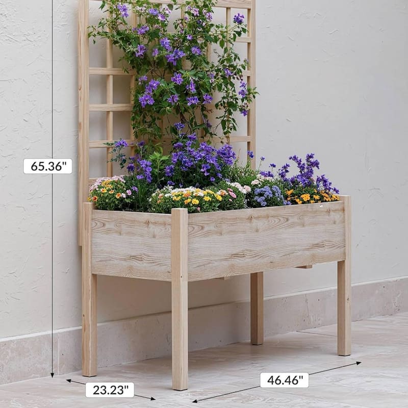 Wooden Garden Planter with Trellis & Stand - 1 PC
