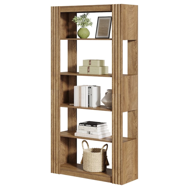5-Tier Open Bookcase Bookshelf Floor Standing Wood Display Shelves