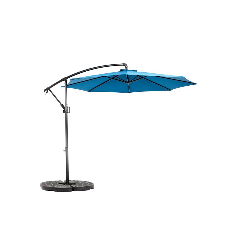 10ft Offset Hanging Market Patio Umbrella w/Easy Tilt Adjustment, Polyester Shade, 8 Ribs for Backyard, Poolside-(No Base)