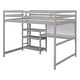 preview thumbnail 7 of 11, Stylish & Simple Full Size Wooden Loft Bed with Shelves, Desk and Writing Board, Maximized space, Health and Comfort, Grey