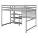 preview thumbnail 13 of 48, Wood Loft Bed with Desk, 3-Storage Shelves & Writing Board Gray - Full