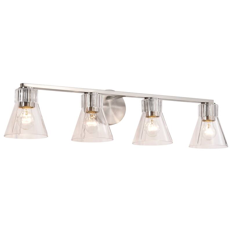 Gianna 4 Light Vanity Brushed Nickel Finish Clear Glass - Brushed Nickel
