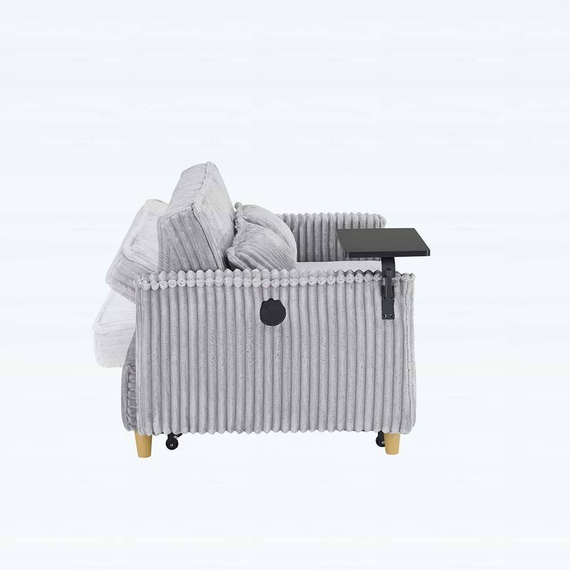 Pull-Out and Push-In Sofa with Movable Tabletop and USB Ports, Ideal for Living Rooms and Bedrooms