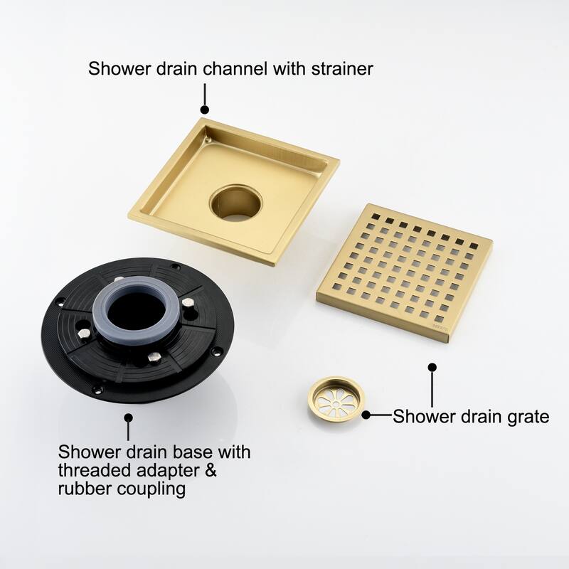 Topcraft 6-Inch Stainless Steel Square Floor Drain - 6*6