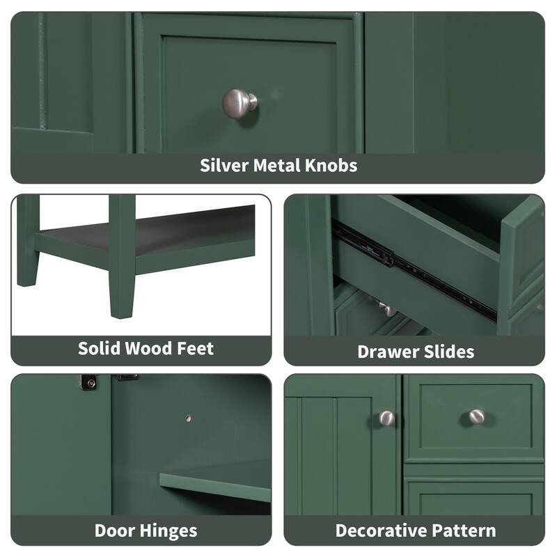 36" Bathroom Storage Wood Vanity Cabinet with Ceramic Sink and Shelf