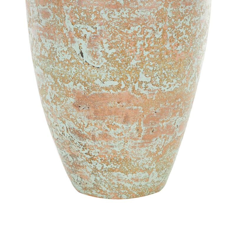 Brown Ceramic Antique Style Textured Patina Decorative Vase