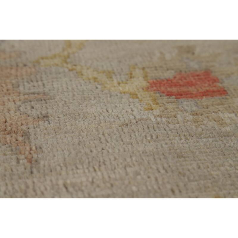 Hand Knotted Oriental 100% Wool Carpet Transitional All-Over Beige & Ivories Oushak Area Rug - 8' 10'' X 5' 10''