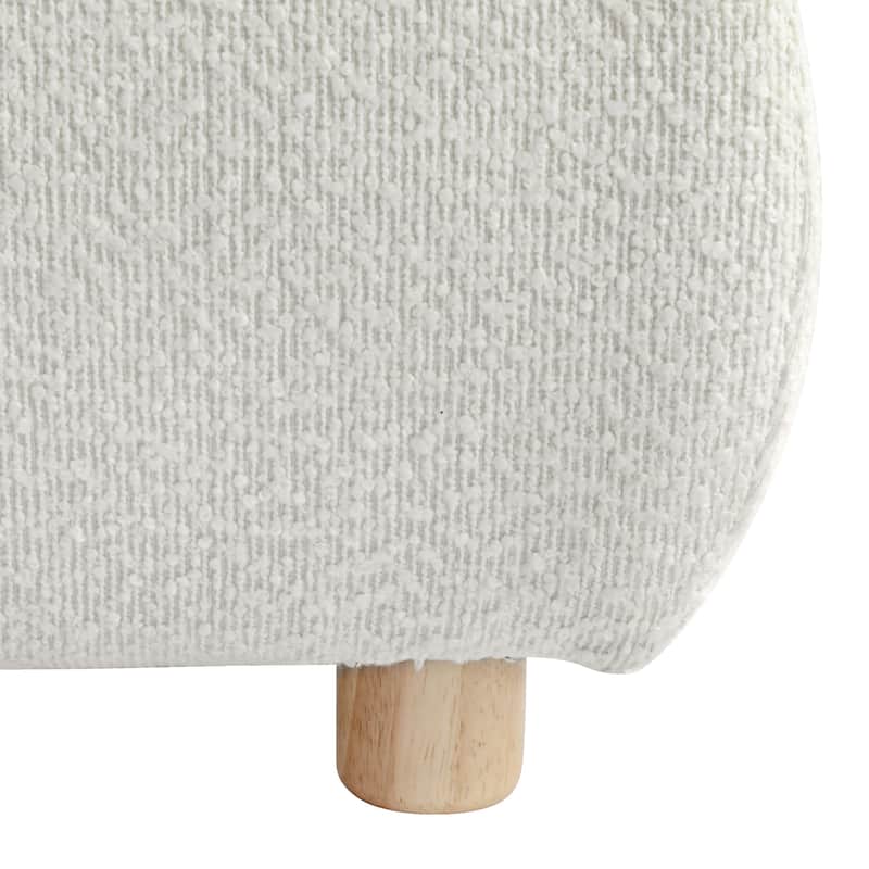 King Size Upholstered Platform Bed with Removable Pillow Headboard, Boucle Fabric, White