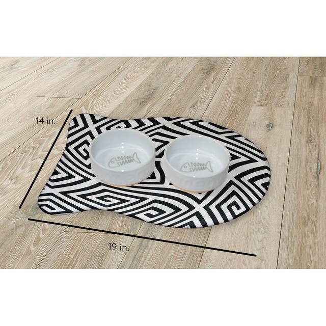 Geometric Pet Feeding Mat for Dogs and Cats