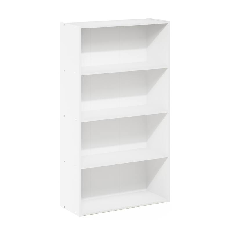 4 Tier Open Shelf Bookcase - White Storage Organizer for Living Room Bedroom
