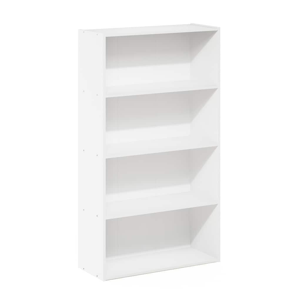 4 Tier Open Shelf Bookcase - White Storage Organizer for Living Room Bedroom