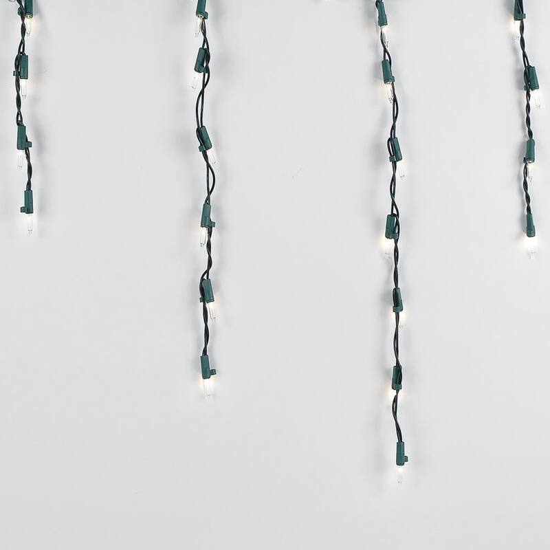 9 Foot Clear Outdoor Christmas Icicle Light Set, Green Wire, 100 Light