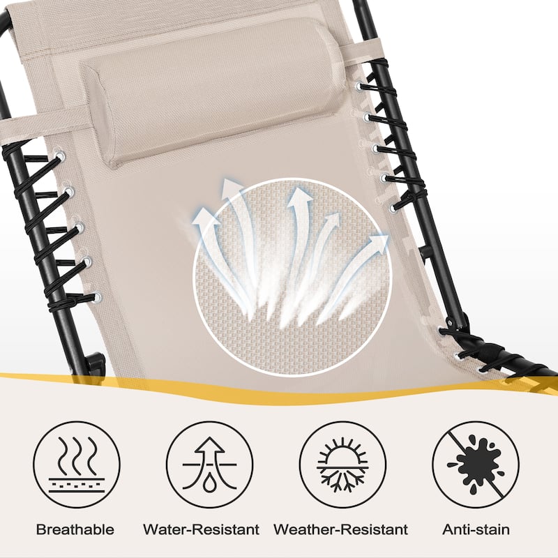 Outdoor Adjustable Textilene Lounge Chair Folding Tanning Chair with Pillow