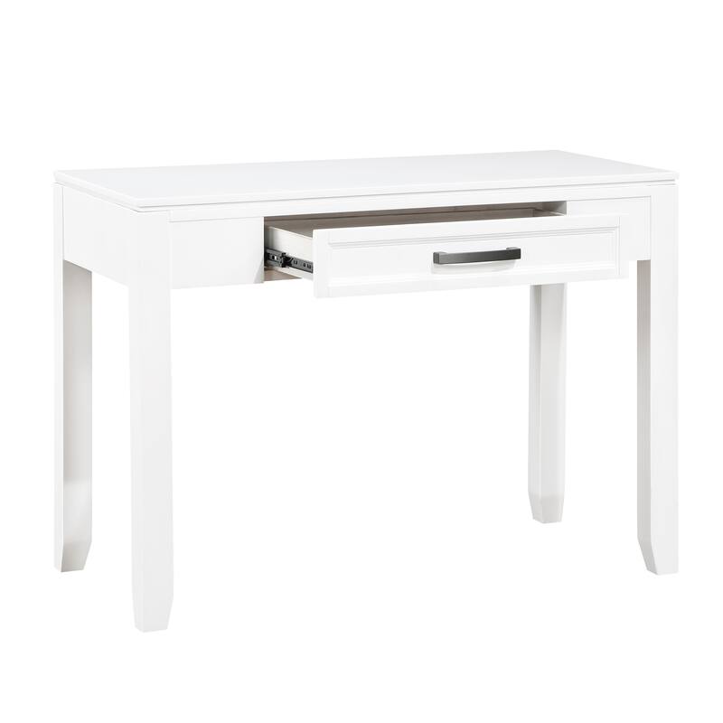 White Finish Writing Desk with Drawer Wooden Furniture 1pc