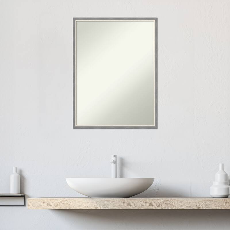 Theo Narrow Non-Beveled Wood Framed Bathroom Vanity Wall Mirror