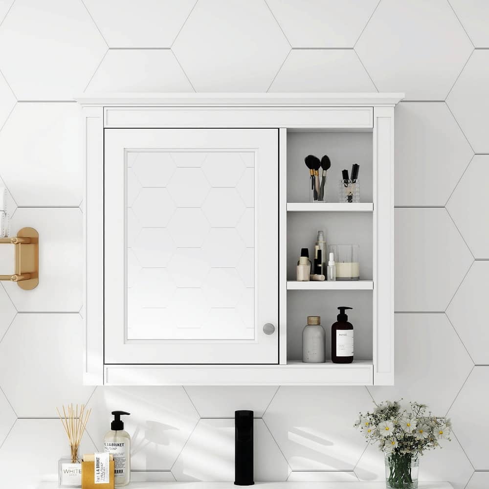 30'' x 28'' Modern Wall Mounted Bathroom Storage Cabinet with Mirror