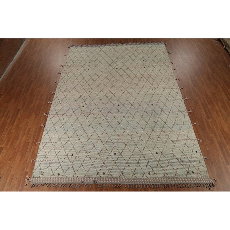 All-Over Trellis Moroccan Modern Large Area Rug Handmade Wool Carpet - 10'0"x 14'4"