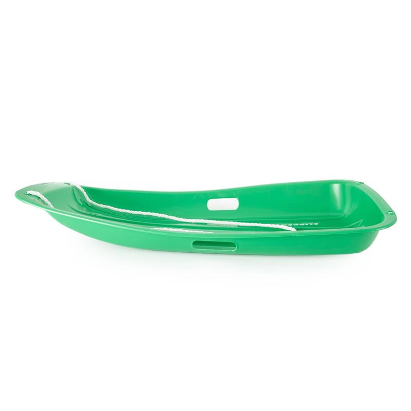 Slippery Racer Downhill Kids Toddler Plastic Toboggan Snow Sled, Green (2 Pack) - 2