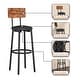 preview thumbnail 29 of 37, New Style Bar Table Set with Bar Stools PU Soft Seat with Backrest and Footrest ,1 Wooden Table(Set of 3 or Set of 5)