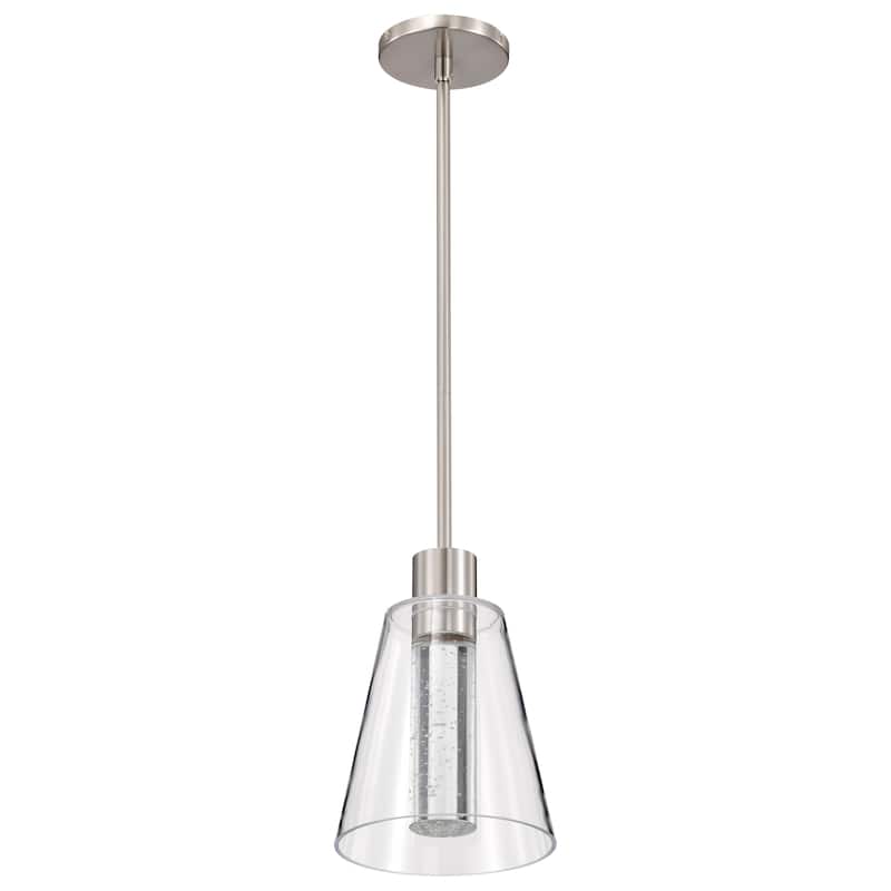 Aura 7 Inch LED Pendant Brushed Nickel K9 Bubble Crystal 3000K CCT - Brushed Nickel