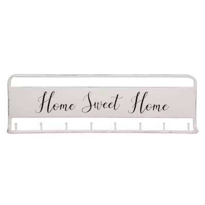 Transpac Metal 23.63" White Spring Sweet Home Hanging Rack