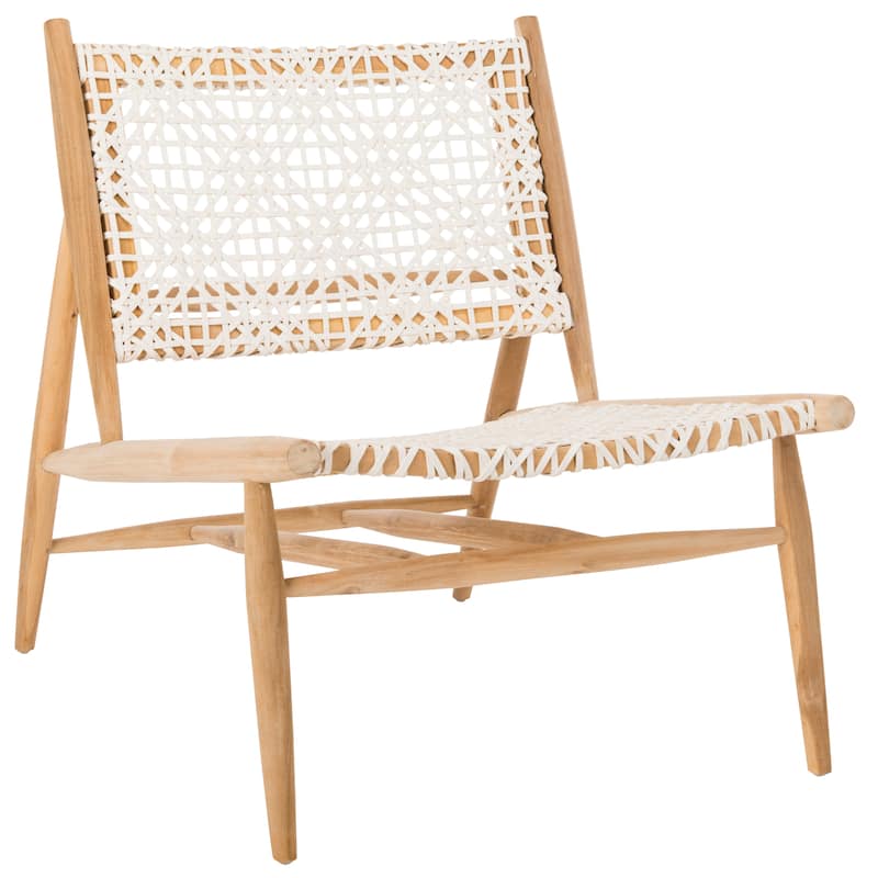 SAFAVIEH Bandelier Open Leather Weave Squared Accent Chair. - 26" W x 32" D x 31" H