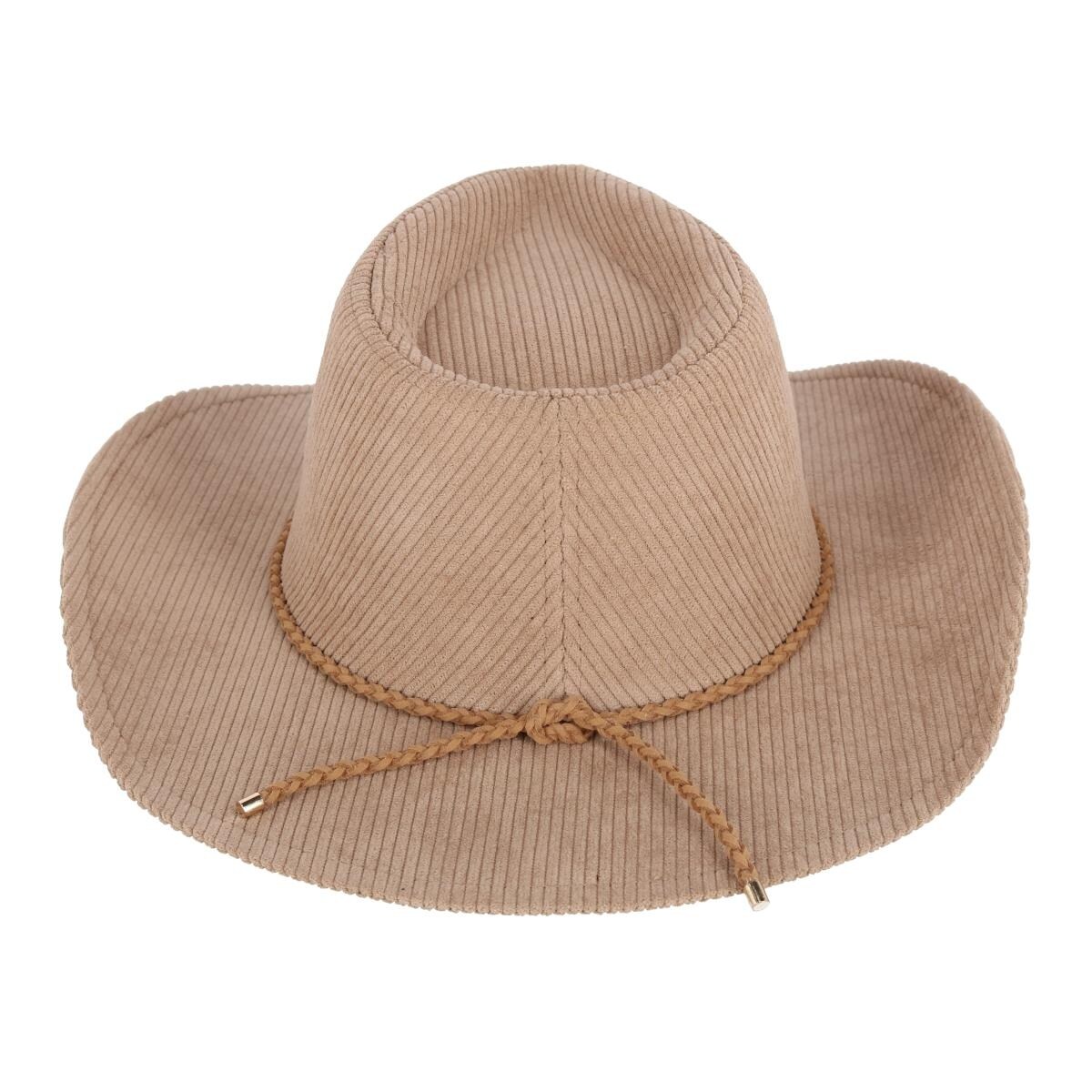 3351 David & Young Women\'s Courduroy Cowboy Hat With Braided Suede Band David & Young Women main image 4