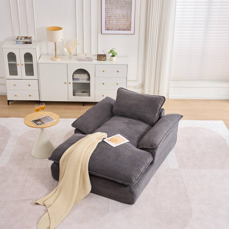 Oversized Single Chaise Lounge Sofa Armchair for Living Room, Corduroy Upholstered Accent Reading Chair Lounge Chair