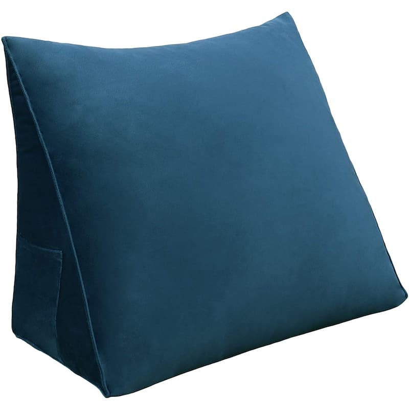 WOWMAX Bed Wedge Reading Pillow Sofa Chair Couch Cushion Back Support - Blue