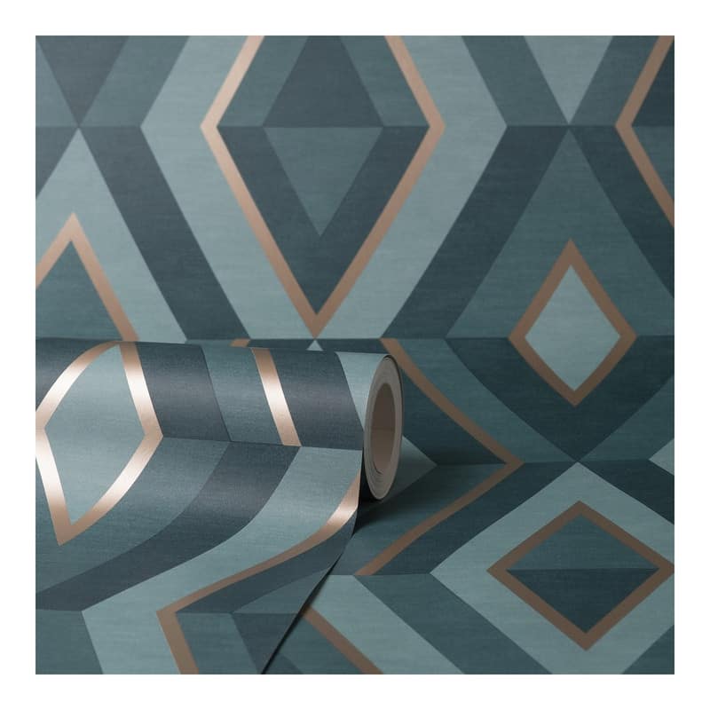 Fine Decor Shard Turquoise Geometric Wallpaper - 20.5 x 396 x 0.025