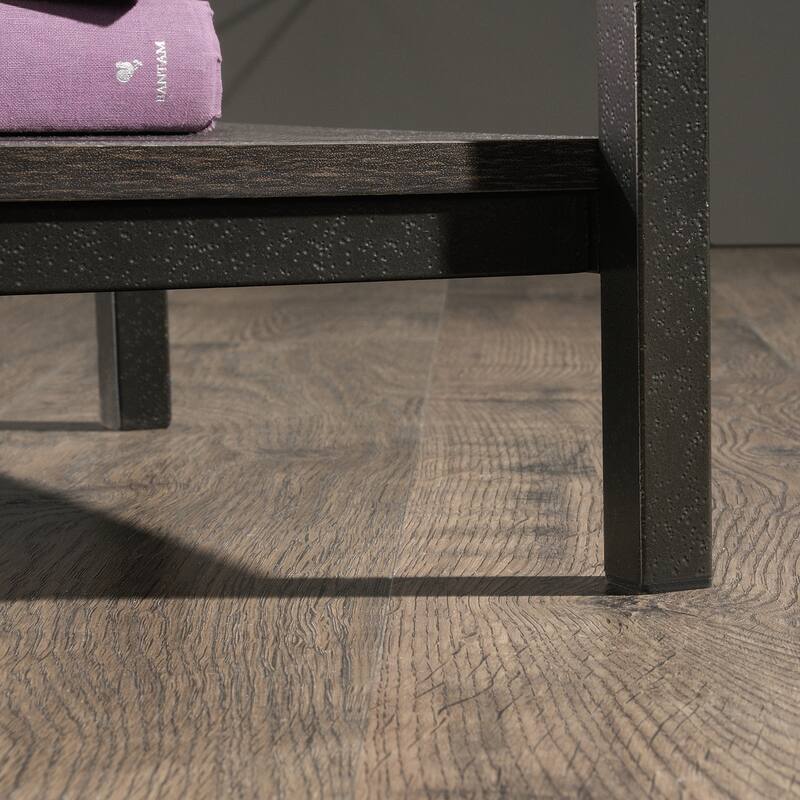 Wood Industrial Side Table with Open Shelving, Brown - 15.51" L x 15.51" W x 20.00" H