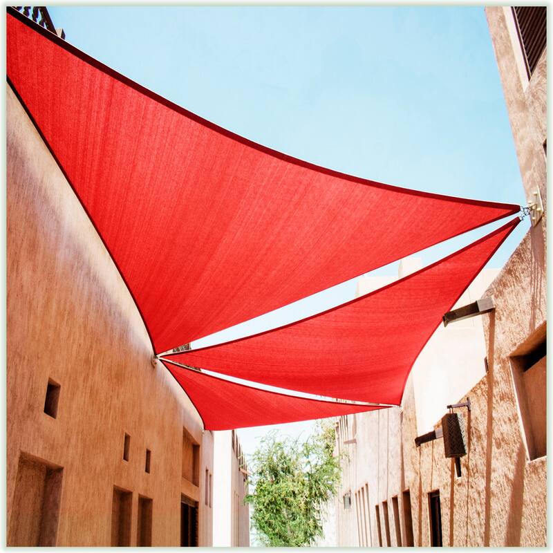 ColourTreeUSA Triangle Sun Shade Sail w/Cable Ropes HDPE Mesh Fabric Screen Canopy UV Block 190 GSM