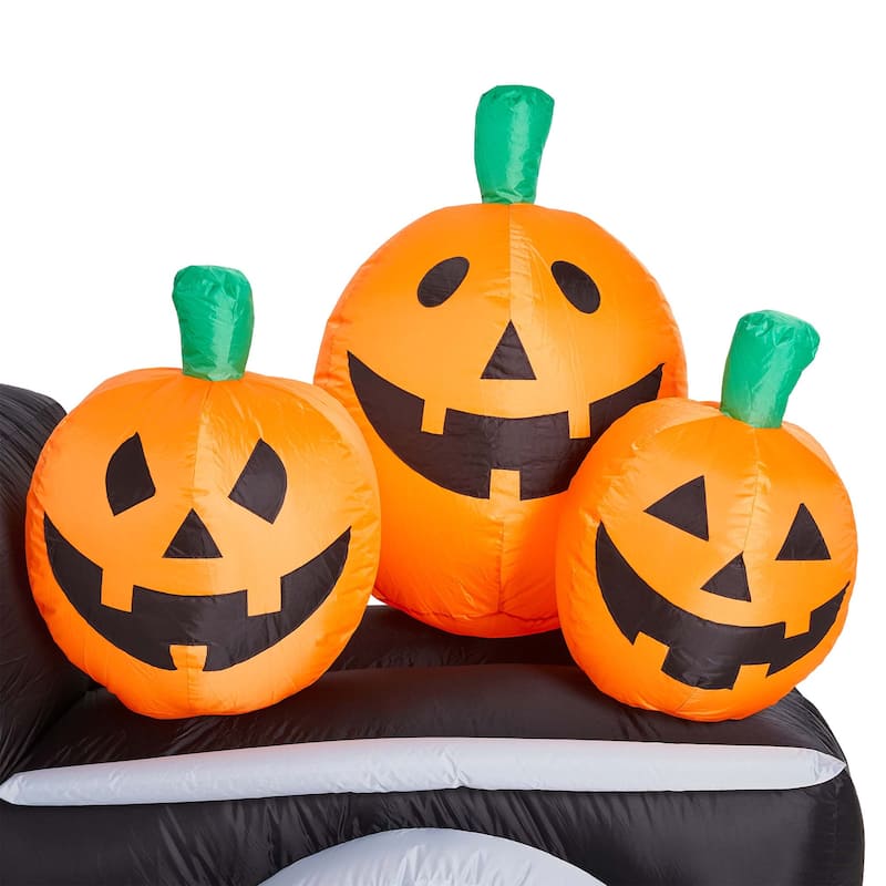 Glitzhome Halloween Lighted Inflatable Truck with Jack-O-Lantern Pumpkins Decor