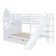 preview thumbnail 5 of 10, Full-Over-Full Bunk Bed with 2 Drawers, Castle Style Bed with 3 Storage Shelves, Storage Bed with Slide, White