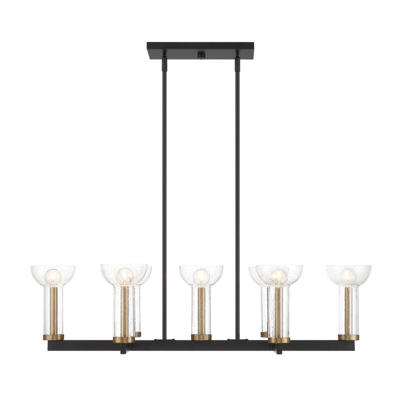 Nova 38 in. 7-Light Matte Black Modern Island Pendant Light