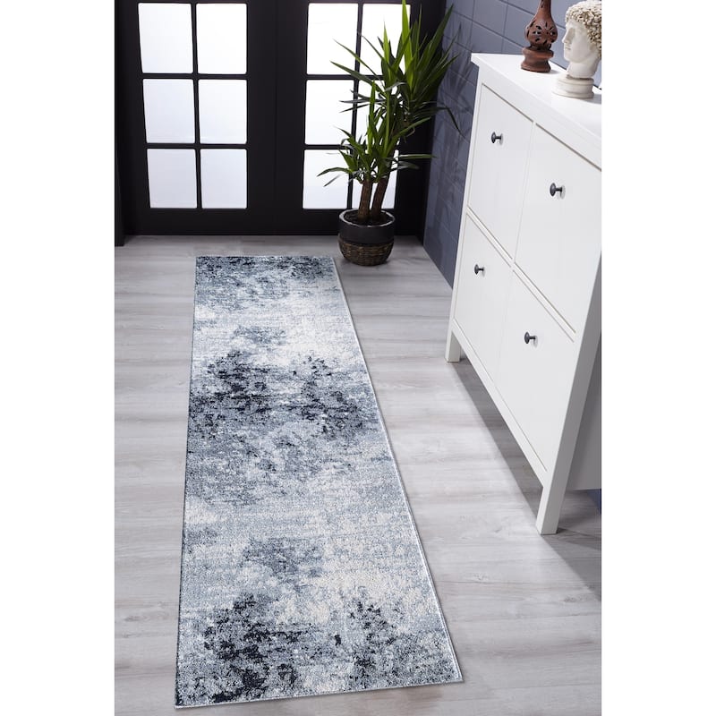 Angel Collection Blue Abstract Area Rug