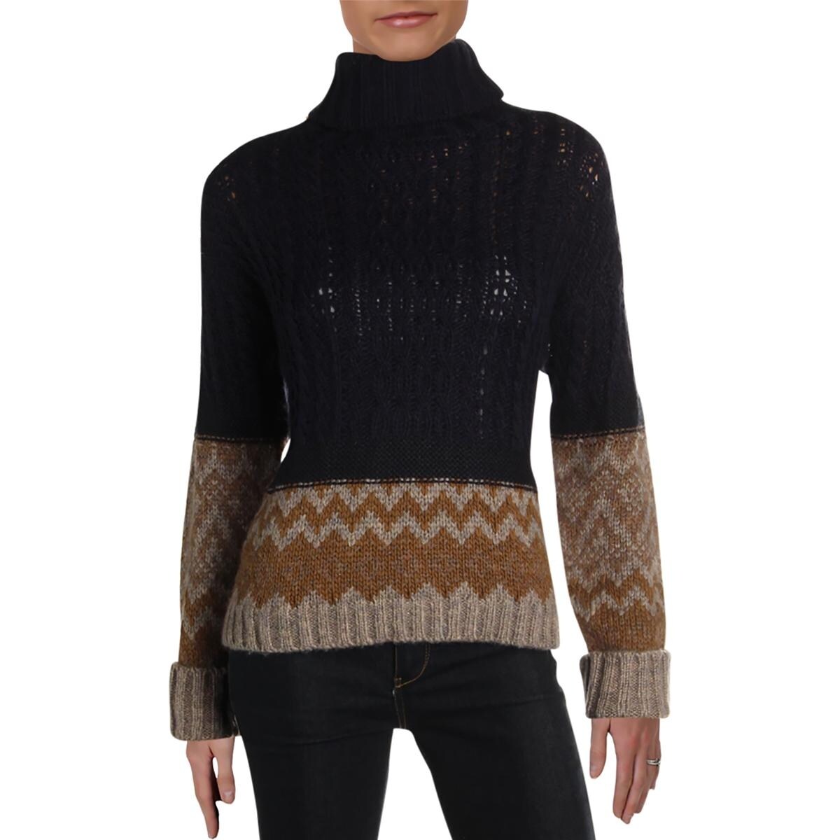 Shop John Jenn Womens Turtleneck Sweater Fair Isle Cable Knit