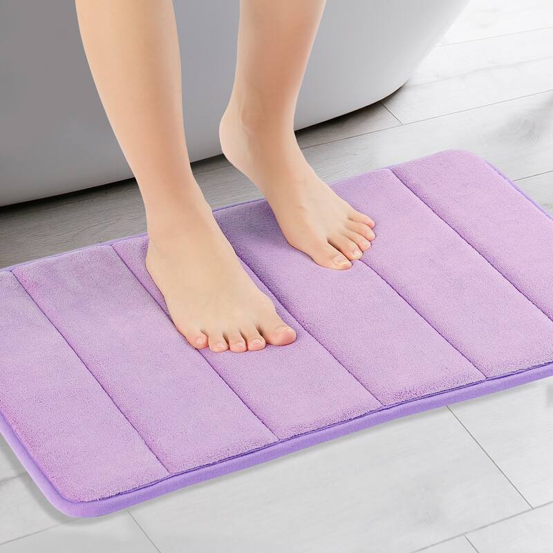Non Slip Bathroom Rug Thick Soft Bathroom Mat Quick Dry Anti Skid Bath Rugs Absorbent Machine Washable - Purple - 16" x 24"