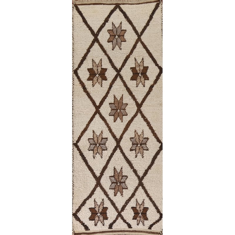 Natural Dye Anatolian Oriental Runner Rug Hand-knotted Wool Carpet - 3'5"x 10'7"