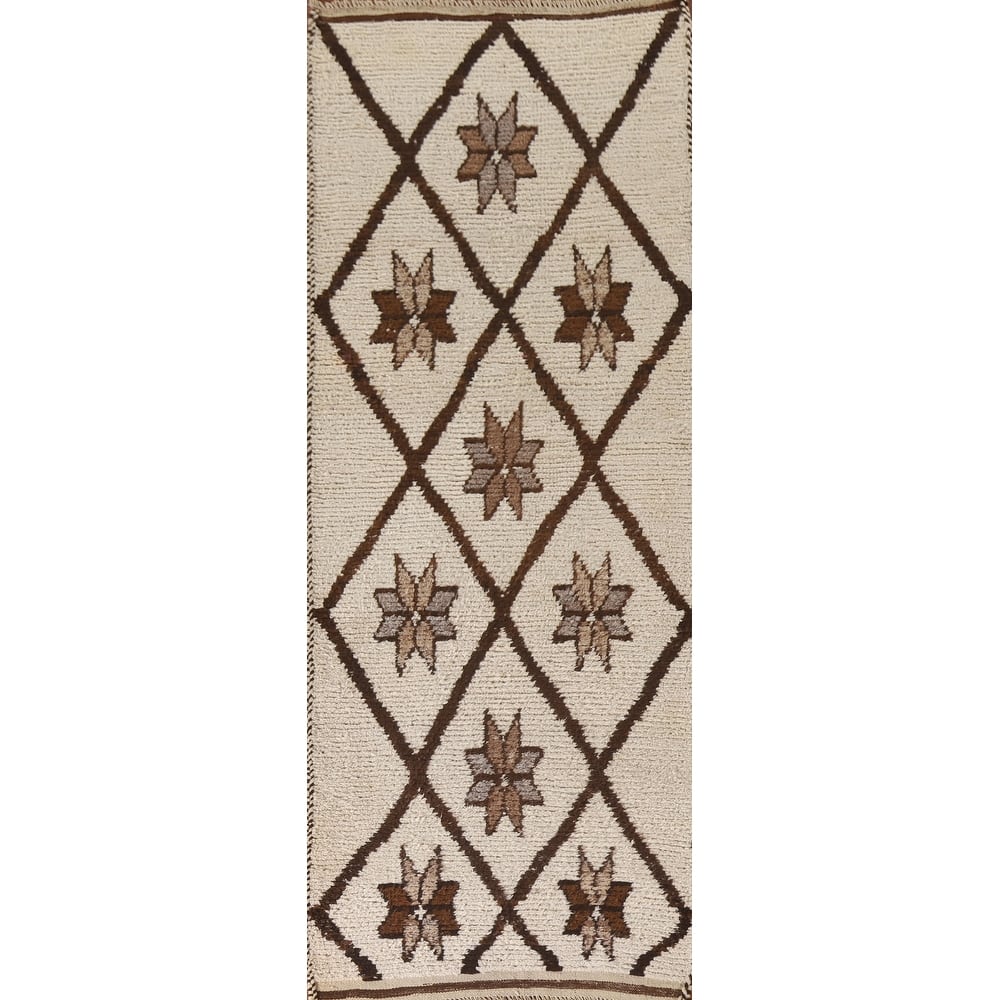 Natural Dye Anatolian Oriental Runner Rug Hand-knotted Wool Carpet - 3'5"x 10'7"