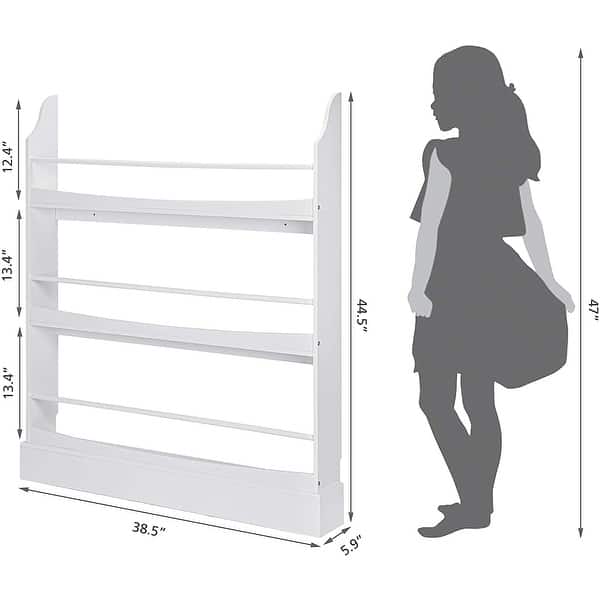 dimension image slide 0 of 2, UTEX Kids Bookshelf,Children's Bookcases and Storage, Kids Bookcase Rack Wall for Bedroom,Study Living Room,White