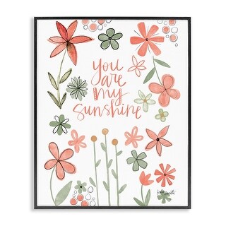 Stupell You Are Sunshine with Florals Framed Giclee Art Design By Katie ...