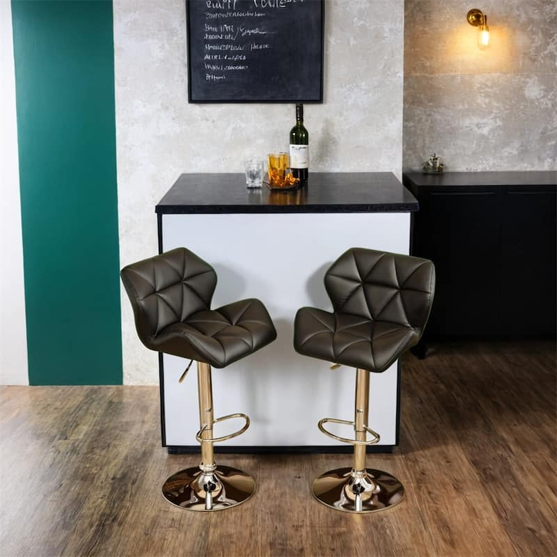 Contemporary Tufted Adjustable Height Hidraulic Bar Stools,Set of 2