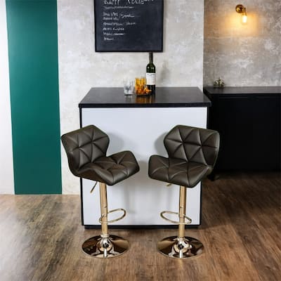 Contemporary Tufted Adjustable Height Hidraulic Bar Stools,Set of 2