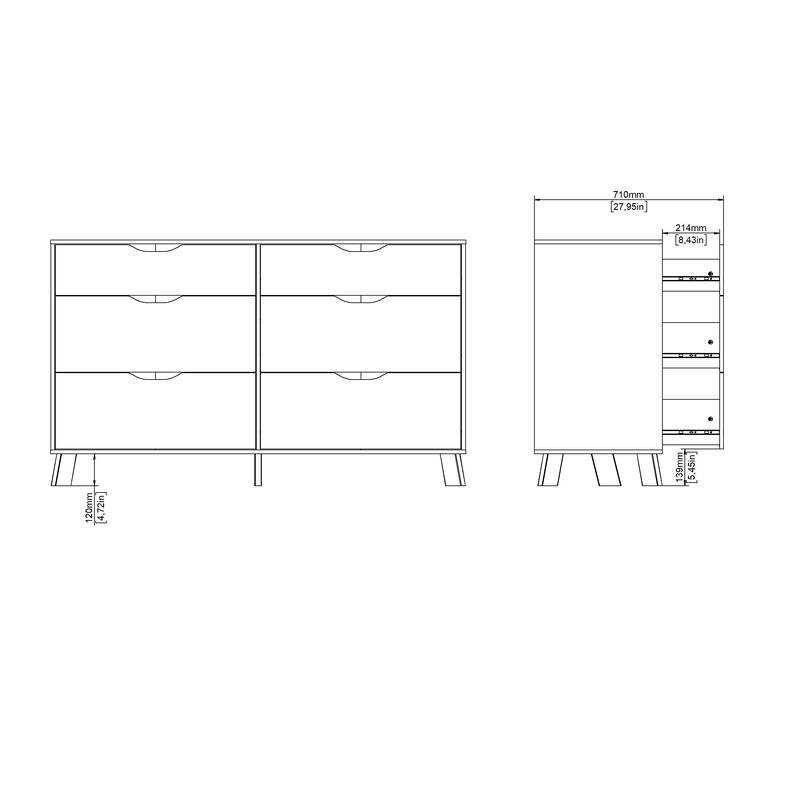 Porch & Den Ikast 6 Drawer Double Dresser, Jackson Hickory/White