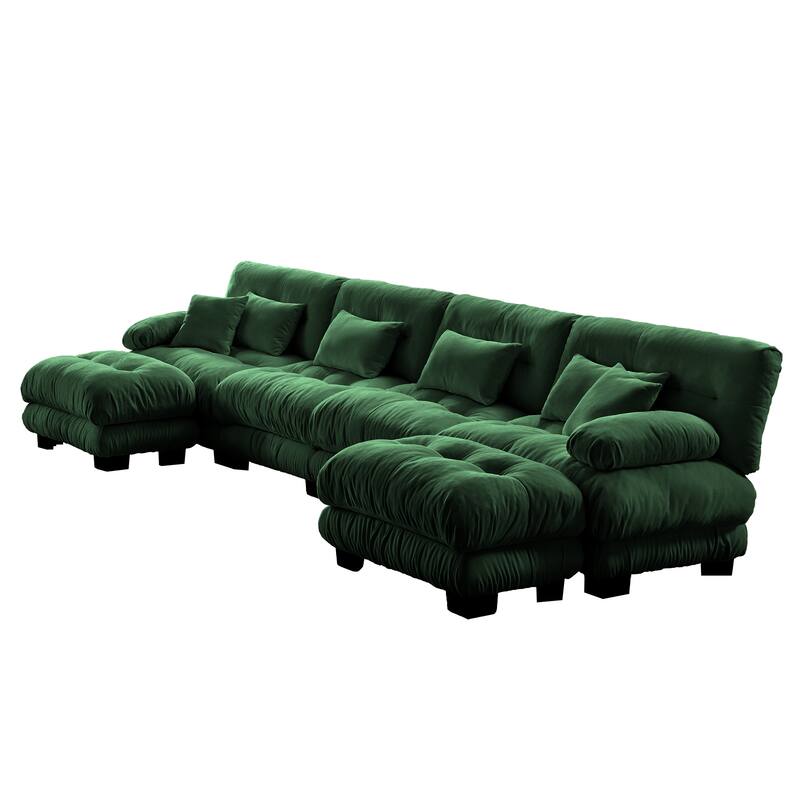 4-Seater U-Shaped Free Combination Modular Sofa with 2 Ottomans