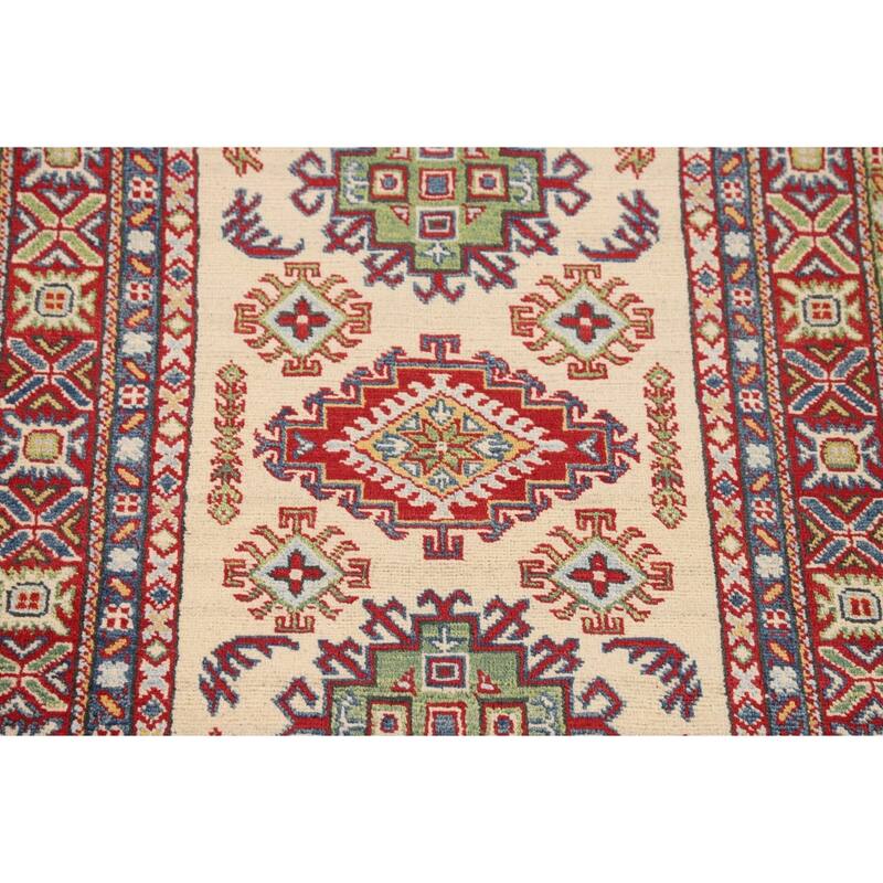 Geometric Kazak Oriental Accent Rug Handmade Wool Carpet - 3'2" x 5'0"