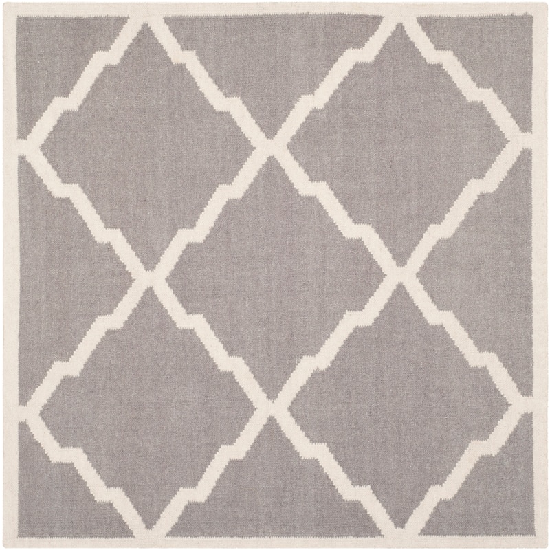 SAFAVIEH Handmade Flatweave Dhurries Gesuina Modern Wool Rug - 4' Square - Grey/Ivory