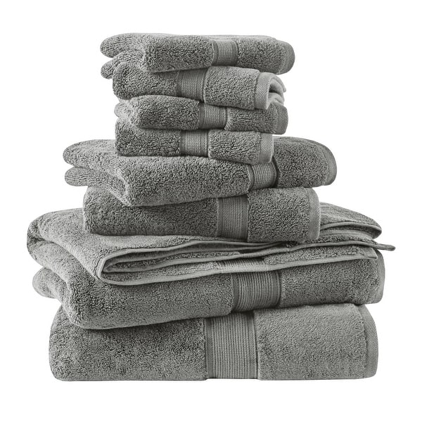 Madison Park Signature 800GSM Ultra-Soft 100% Cotton Absorbent Towel Set - 8-Piece - Grey