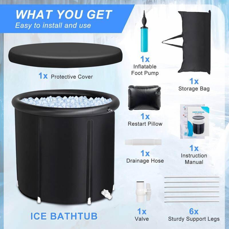 Outdoor and Indoor Ice Bath Tub With Storage Bag